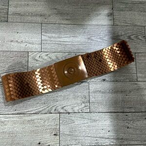 Vintage copper metal elastic fashion belt size small